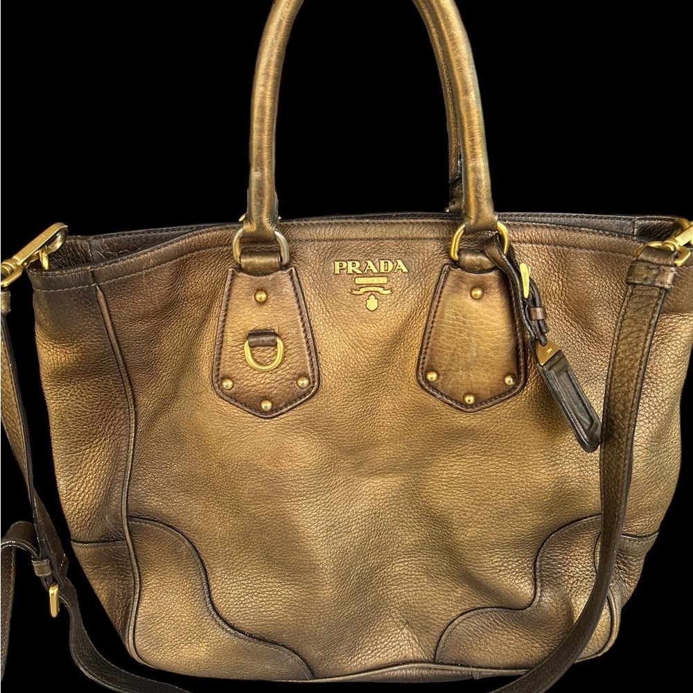 Bronze and Gold Prada Tote